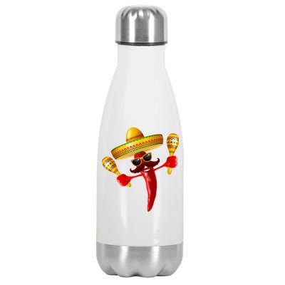 Cinco De Mayo Chili Pepper Dancing Moustache Mexican Stainless Steel Insulated Water Bottle