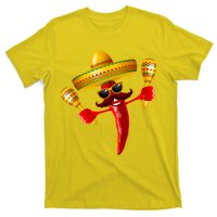 Cinco De Mayo Chili Pepper Dancing Moustache Mexican T-Shirt