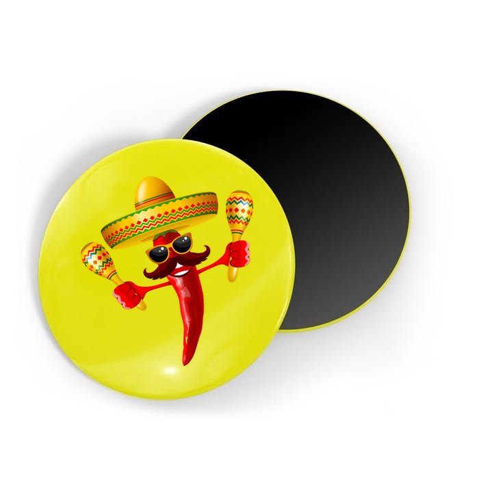 Cinco De Mayo Chili Pepper Dancing Moustache Mexican Magnet