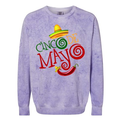 Cinco De Mayo Day of the Dead Sombrero Chili Pepper Colorblast Crewneck Sweatshirt