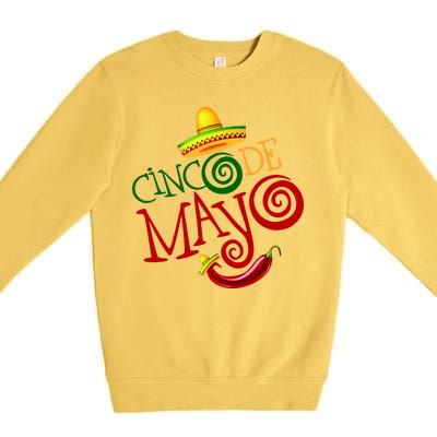 Cinco De Mayo Day of the Dead Sombrero Chili Pepper Premium Crewneck Sweatshirt