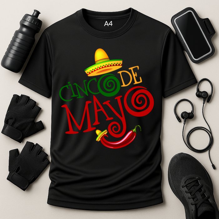 Cinco De Mayo Day of the Dead Sombrero Chili Pepper Cooling Performance Crew T-Shirt