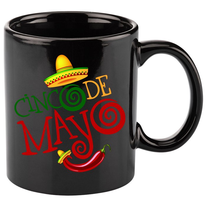 Cinco De Mayo Day of the Dead Sombrero Chili Pepper 11oz C Handle Ceramic Mug