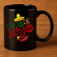 Cinco De Mayo Day of the Dead Sombrero Chili Pepper 11oz C Handle Ceramic Mug