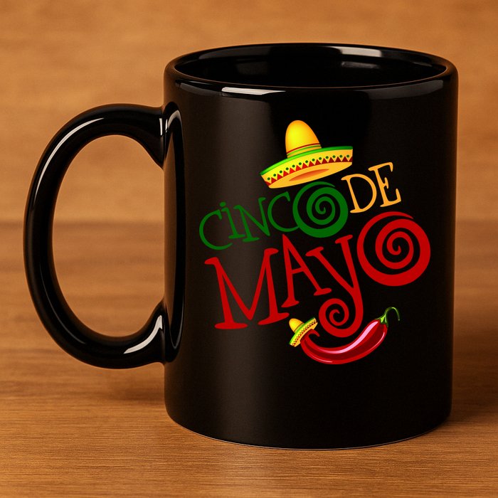 Cinco De Mayo Day of the Dead Sombrero Chili Pepper 11oz C Handle Ceramic Mug
