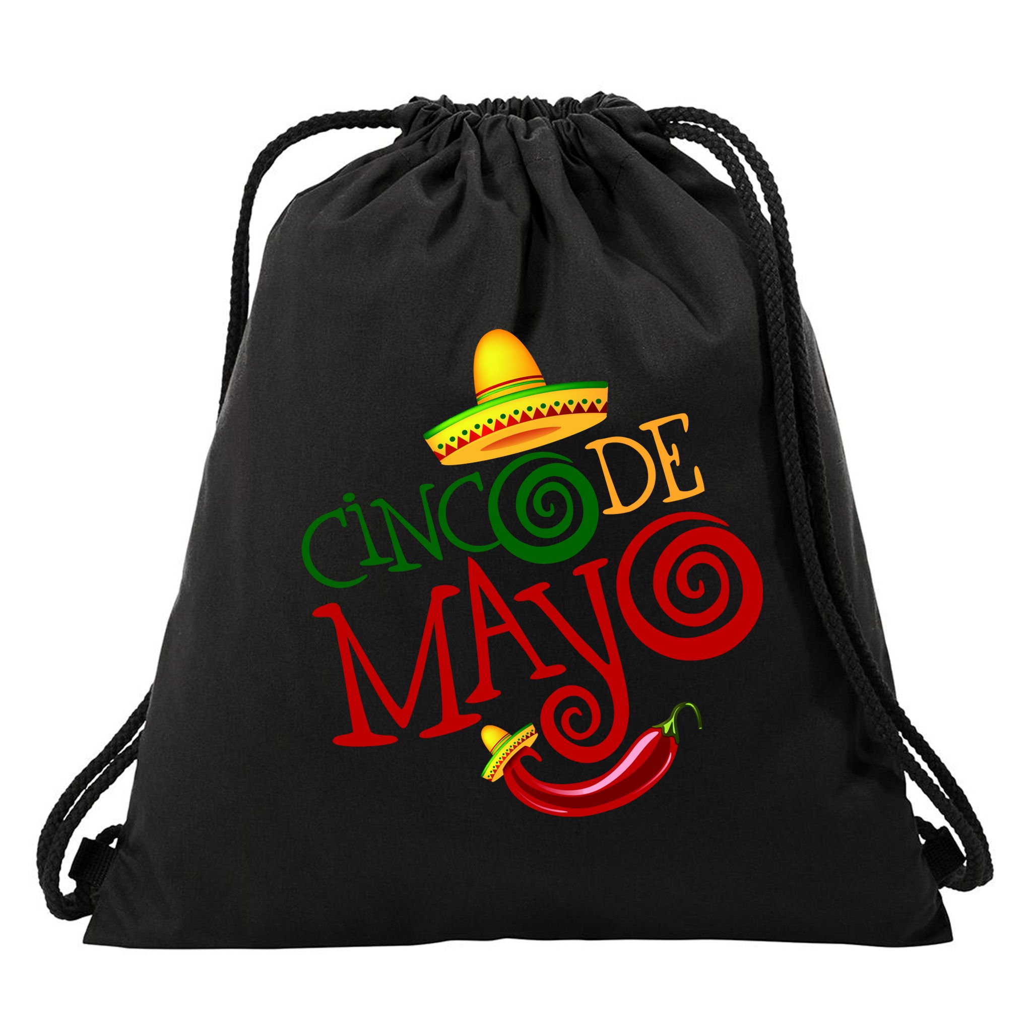 Cinco De Mayo Day of the Dead Sombrero Chili Pepper Drawstring Bag