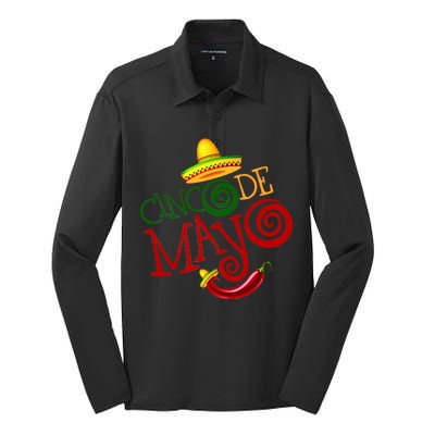 Cinco De Mayo Day of the Dead Sombrero Chili Pepper Silk Touch Performance Long Sleeve Polo