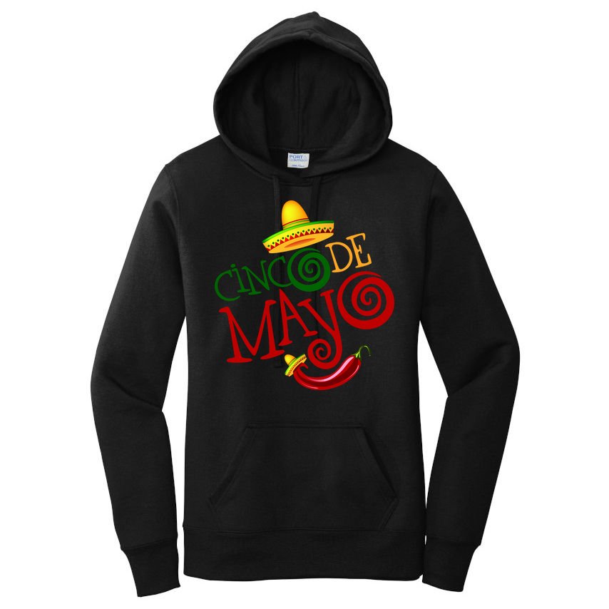 Cinco De Mayo Day of the Dead Sombrero Chili Pepper Women's Pullover Hoodie