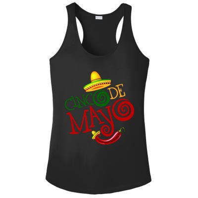 Cinco De Mayo Day of the Dead Sombrero Chili Pepper Ladies PosiCharge Competitor Racerback Tank