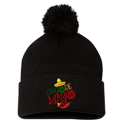 Cinco De Mayo Day of the Dead Sombrero Chili Pepper Pom Pom 12in Knit Beanie