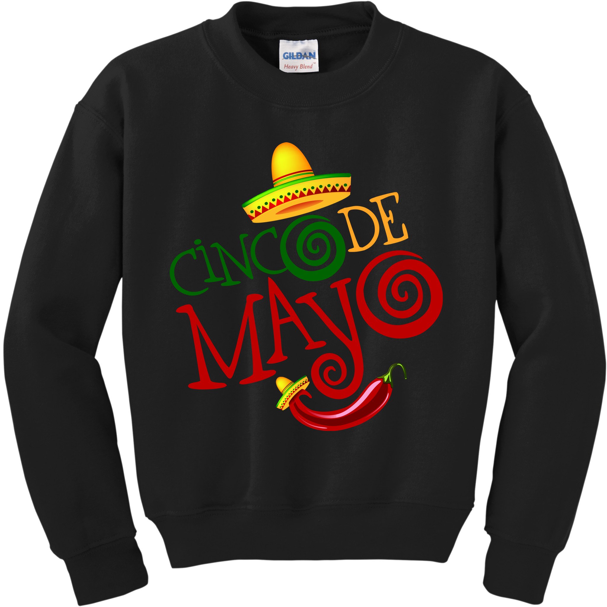 Cinco De Mayo Day of the Dead Sombrero Chili Pepper Kids Sweatshirt
