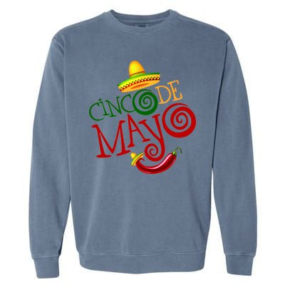 Cinco De Mayo Day of the Dead Sombrero Chili Pepper Garment-Dyed Sweatshirt