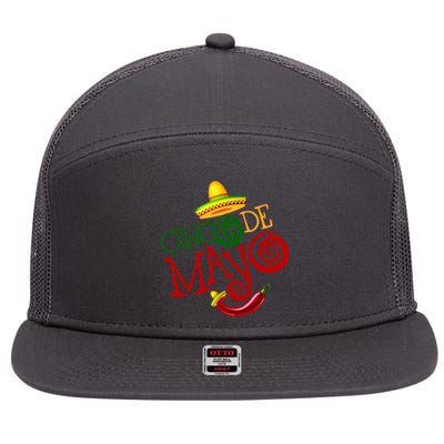 Cinco De Mayo Day of the Dead Sombrero Chili Pepper 7 Panel Mesh Trucker Snapback Hat