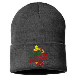 Cinco De Mayo Day of the Dead Sombrero Chili Pepper Sustainable Knit Beanie