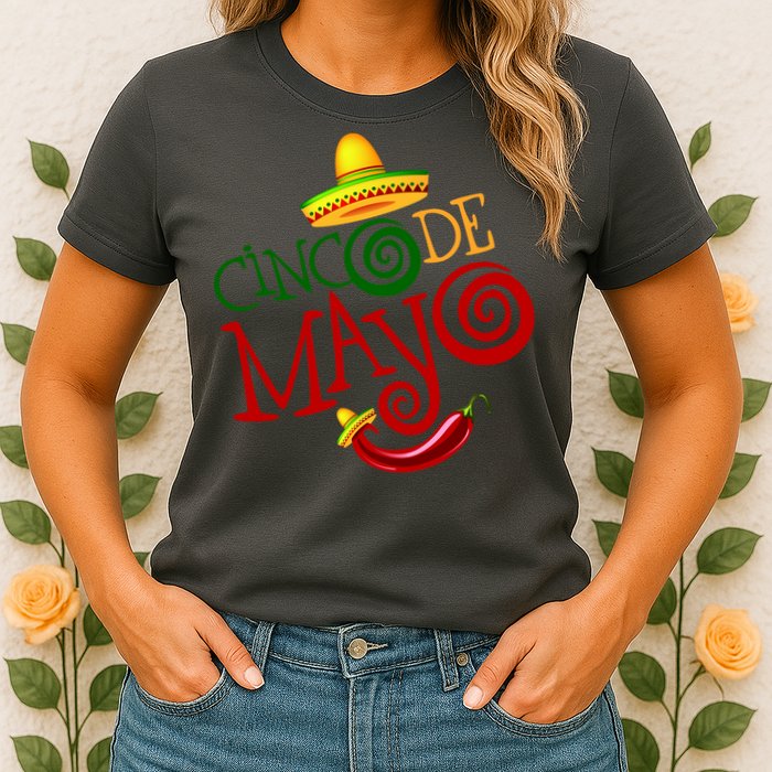 Cinco De Mayo Day of the Dead Sombrero Chili Pepper Womens T-Shirt