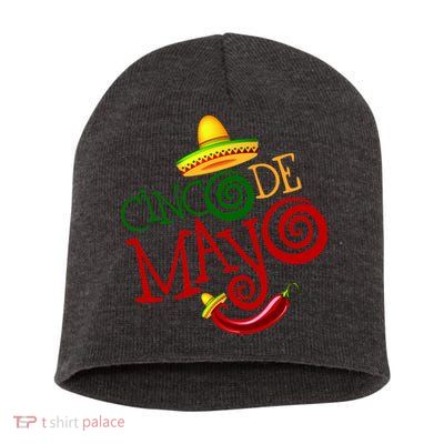 Cinco De Mayo Day of the Dead Sombrero Chili Pepper Short Acrylic Beanie