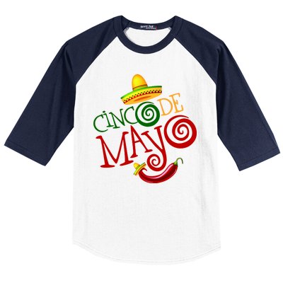 Cinco De Mayo Day of the Dead Sombrero Chili Pepper Baseball Sleeve Shirt