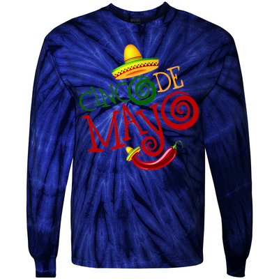 Cinco De Mayo Day of the Dead Sombrero Chili Pepper Tie-Dye Long Sleeve Shirt