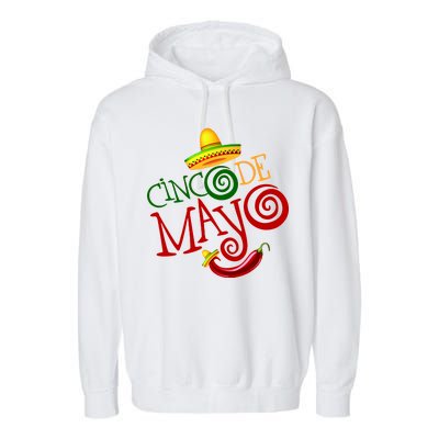 Cinco De Mayo Day of the Dead Sombrero Chili Pepper Garment-Dyed Fleece Hoodie