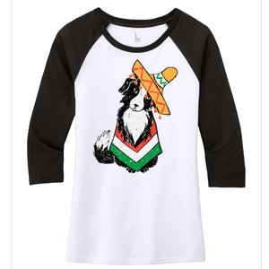 Cinco De Mayo Dog Women's Tri-Blend 3/4-Sleeve Raglan Shirt