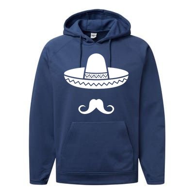 Cinco De Mayo Mexican Sombrero Moustache Performance Fleece Hoodie