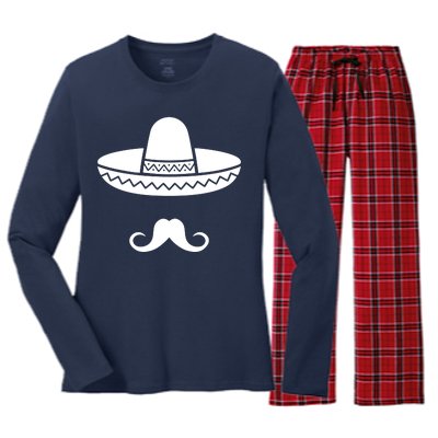 Cinco De Mayo Mexican Sombrero Moustache Women's Long Sleeve Flannel Pajama Set 