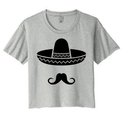 Cinco De Mayo Mexican Sombrero Moustache Women's Crop Top Tee