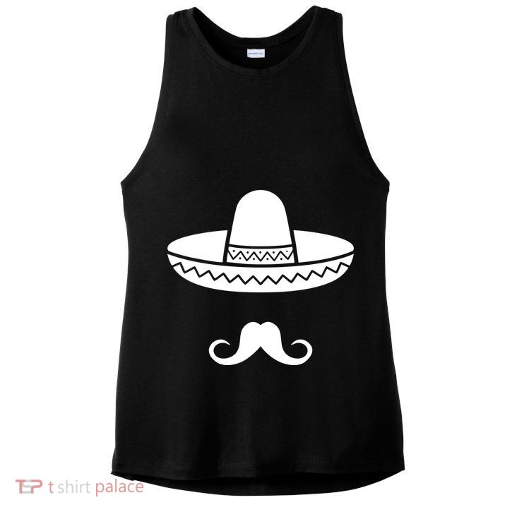 Cinco De Mayo Mexican Sombrero Moustache1 Ladies PosiCharge Tri-Blend Wicking Tank