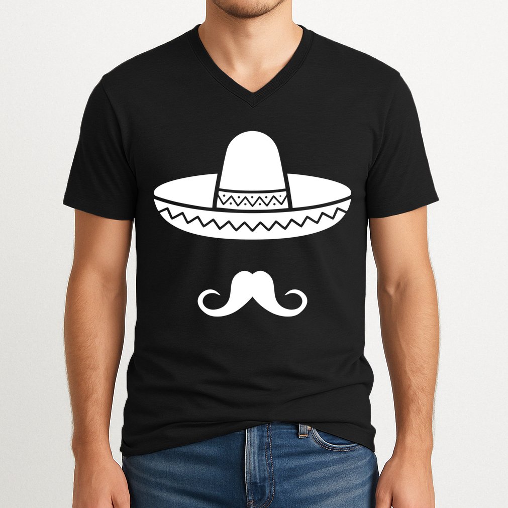 Cinco De Mayo Mexican Sombrero Moustache1 V-Neck T-Shirt