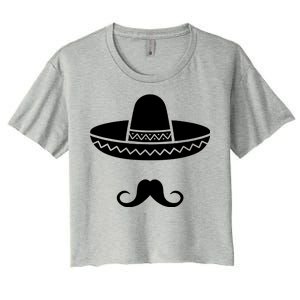 Cinco De Mayo Mexican Sombrero Moustache1 Women's Crop Top Tee