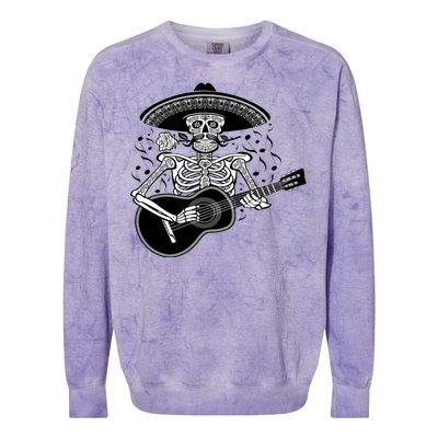 Cinco De Mayo Skeleton Playing the Guitar Colorblast Crewneck Sweatshirt