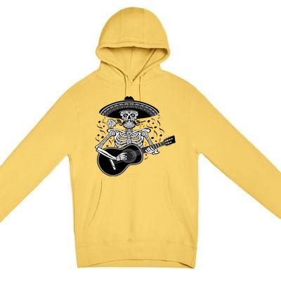 Cinco De Mayo Skeleton Playing the Guitar Premium Pullover Hoodie