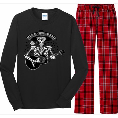 Cinco De Mayo Skeleton Playing the Guitar Long Sleeve Pajama Set