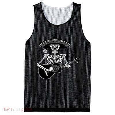 Cinco De Mayo Skeleton Playing the Guitar Mesh Reversible Basketball Jersey Tank