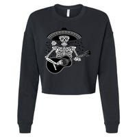 Cinco De Mayo Skeleton Playing the Guitar Cropped Pullover Crew