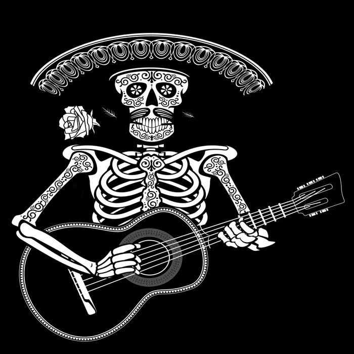Cinco De Mayo Skeleton Playing the Guitar Cropped Pullover Crew