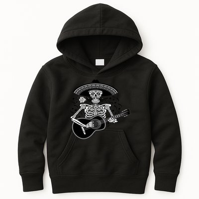 Cinco De Mayo Skeleton Playing the Guitar Kids Hoodie