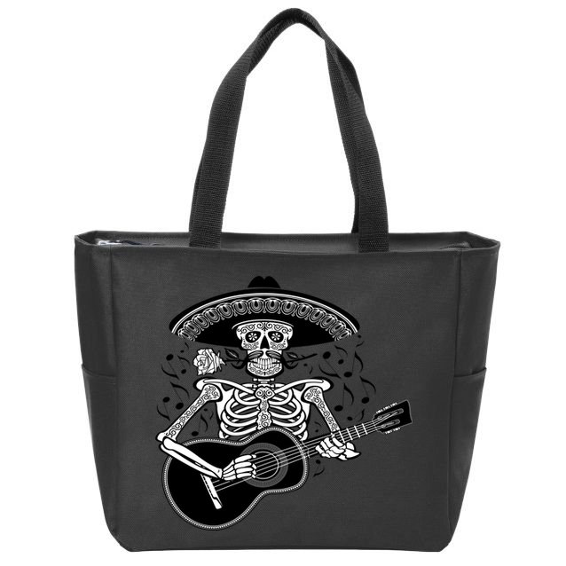 Cinco De Mayo Skeleton Playing the Guitar Zip Tote Bag