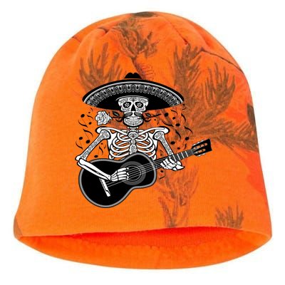 Cinco De Mayo Skeleton Playing the Guitar Kati - Camo Knit Beanie