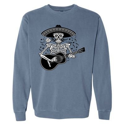 Cinco De Mayo Skeleton Playing the Guitar Garment-Dyed Sweatshirt