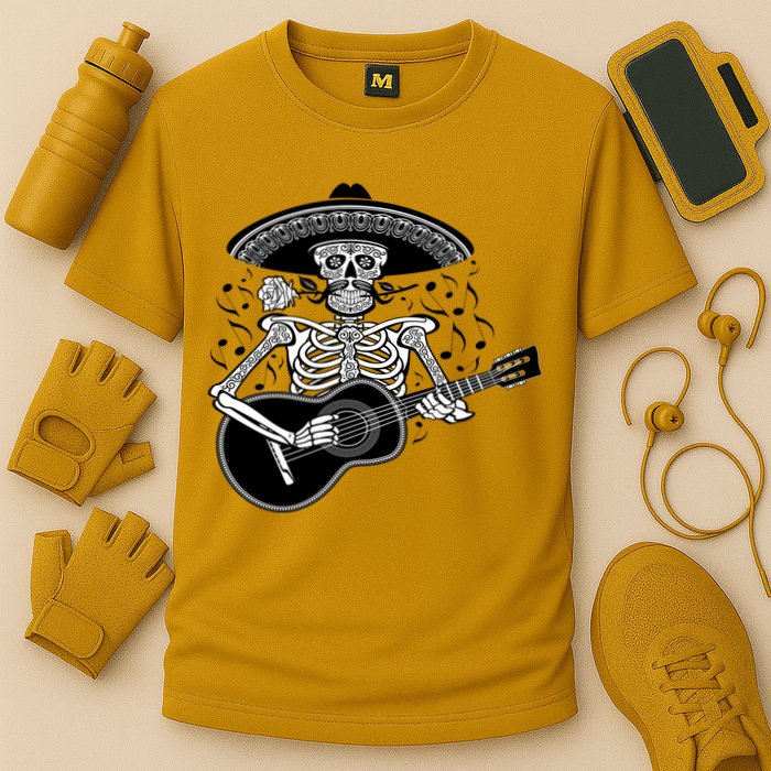 Cinco De Mayo Skeleton Playing the Guitar Performance Shirt