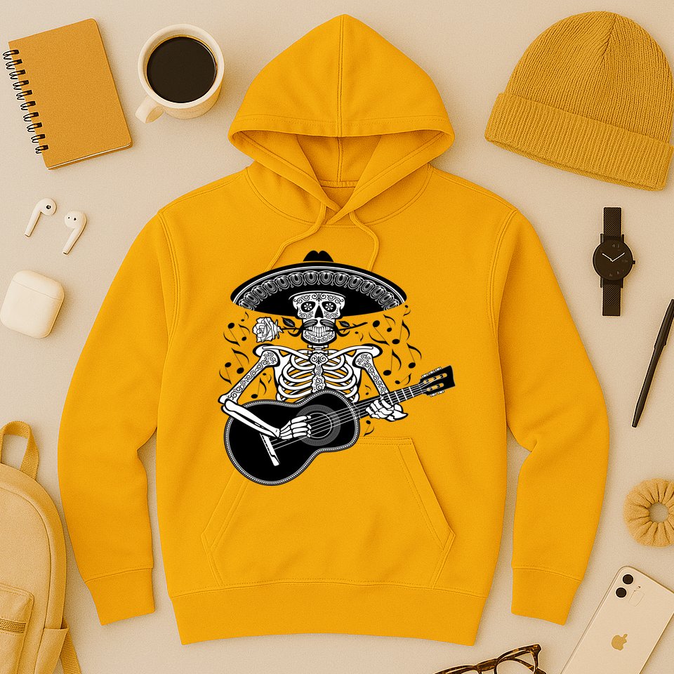 Cinco De Mayo Skeleton Playing the Guitar Hoodie