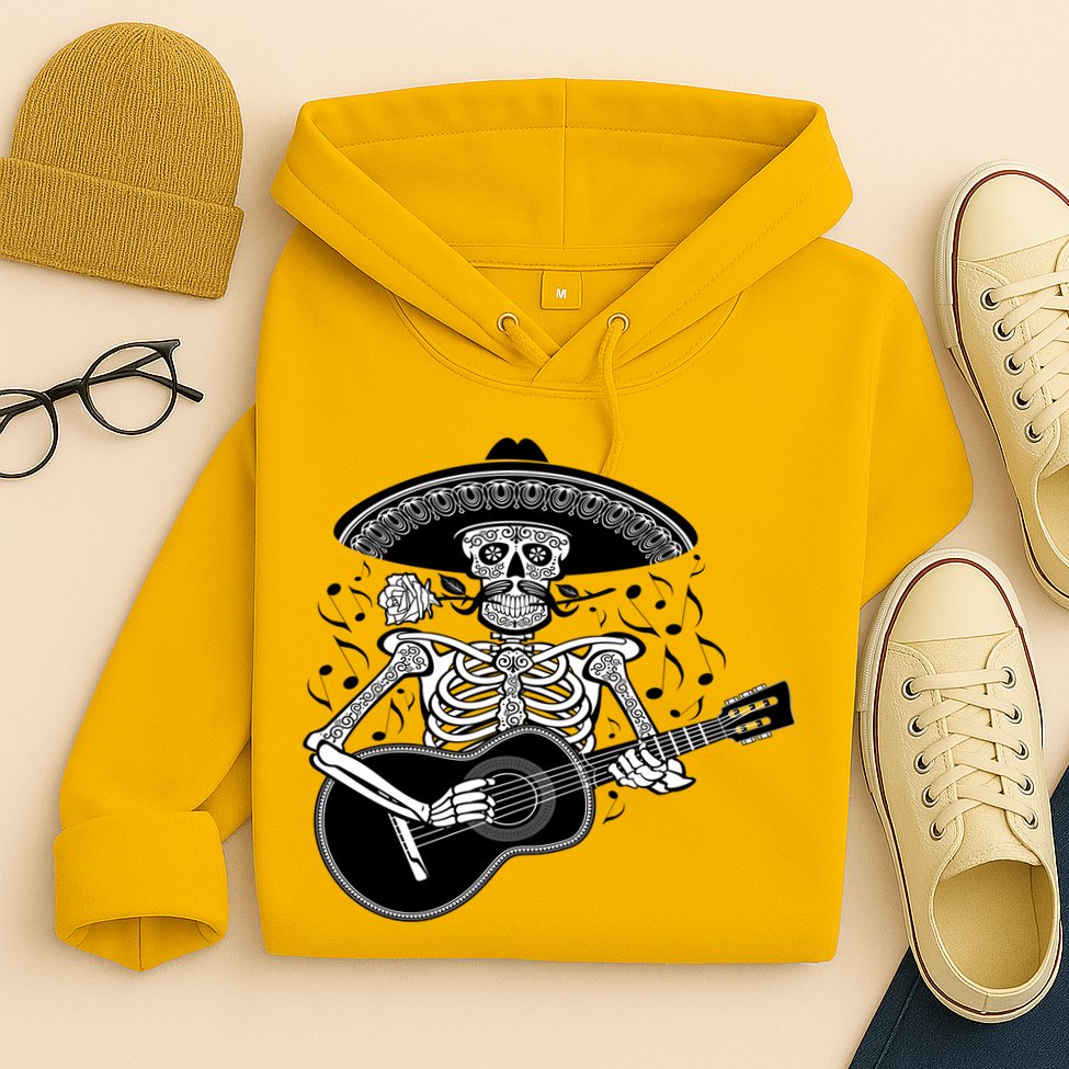 Cinco De Mayo Skeleton Playing the Guitar Hoodie
