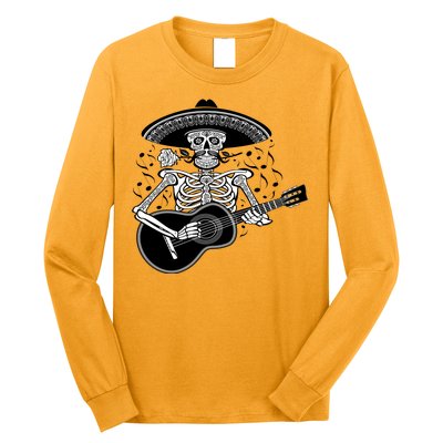 Cinco De Mayo Skeleton Playing the Guitar Long Sleeve Shirt