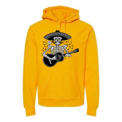 Cinco De Mayo Skeleton Playing the Guitar Premium Hoodie