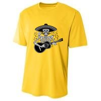 Cinco De Mayo Skeleton Playing the Guitar Youth Performance Sprint T-Shirt