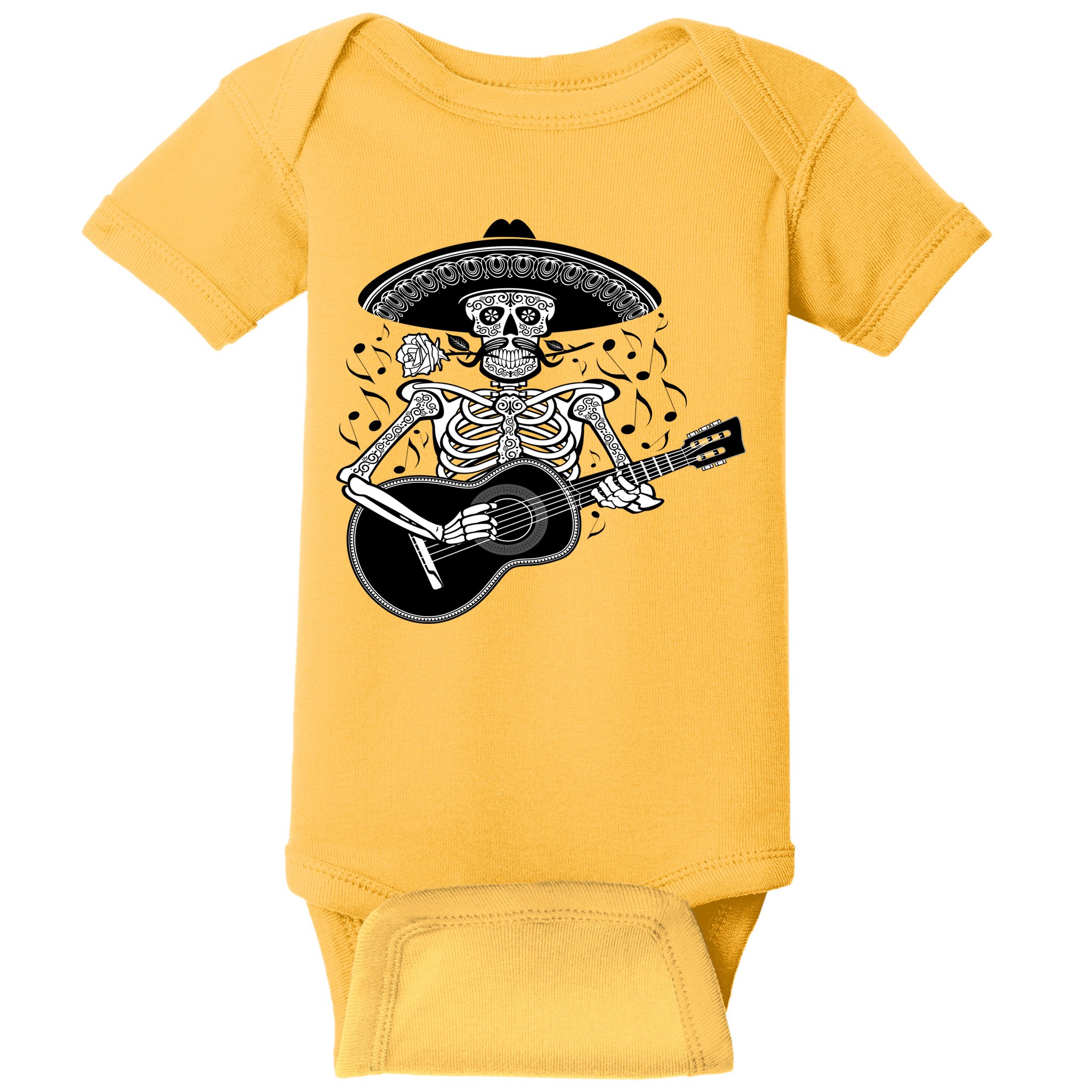 Cinco De Mayo Skeleton Playing the Guitar Baby Bodysuit