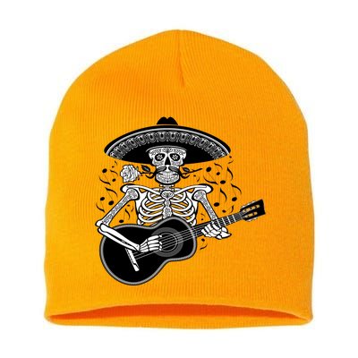 Cinco De Mayo Skeleton Playing the Guitar Short Acrylic Beanie