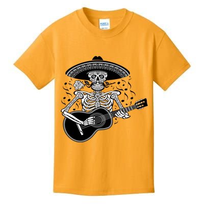 Cinco De Mayo Skeleton Playing the Guitar Kids T-Shirt