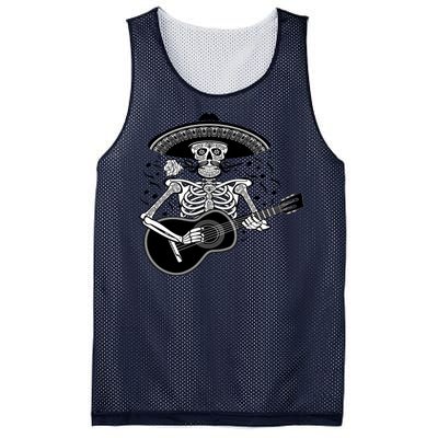 Cinco De Mayo Skeleton Playing the Guitar Mesh Reversible Basketball Jersey Tank